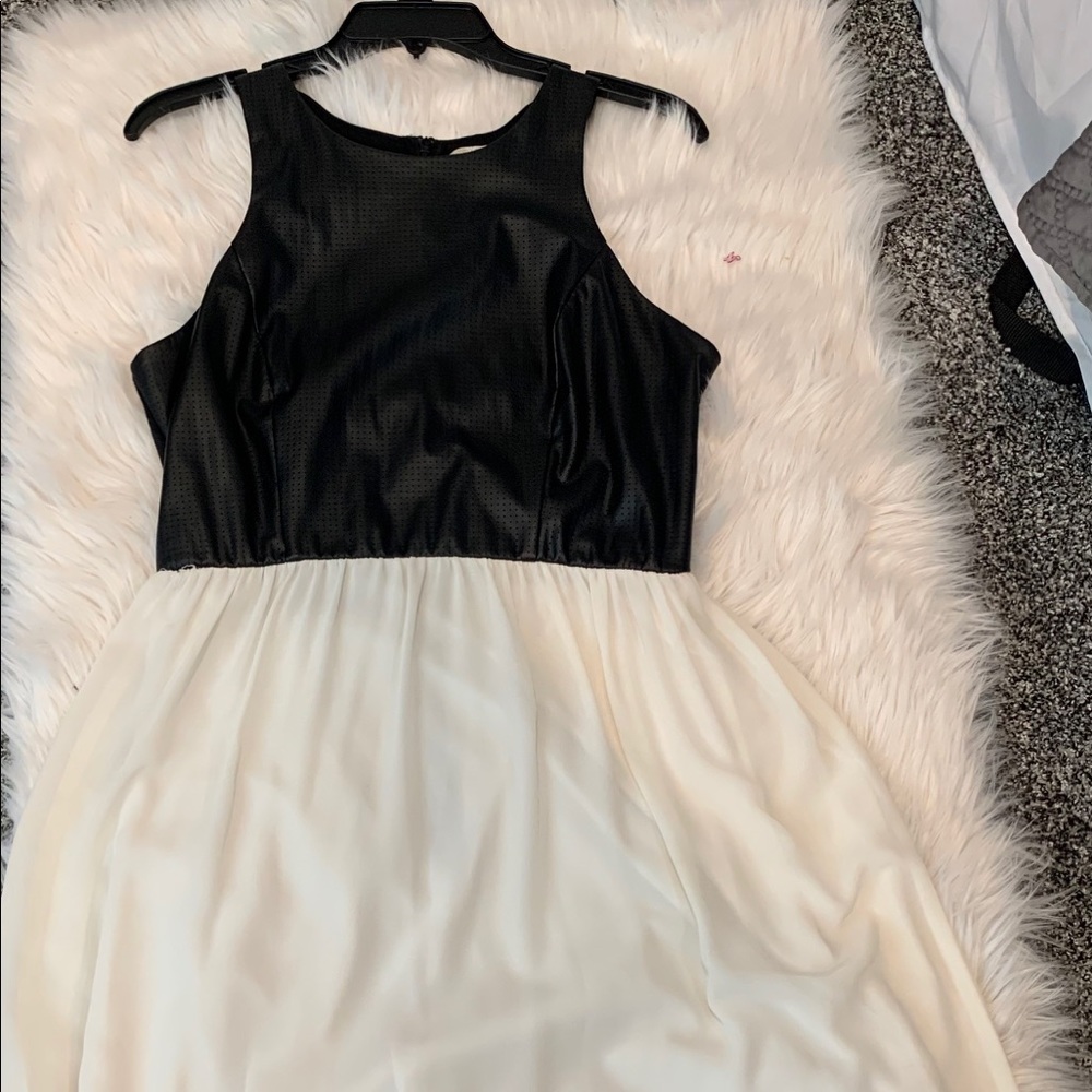 GB Faux leather top baby doll dress